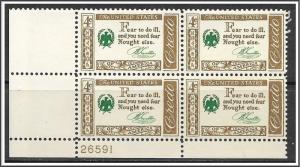 US Plate Block #1140 Franklin's Credo MNH