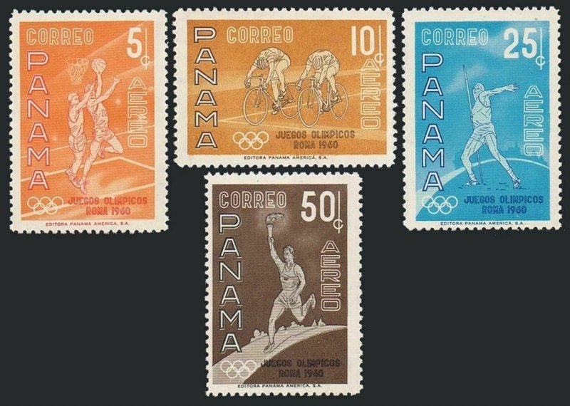 Panama C234-C237,MNH.Michel 574-577. Olympics Rome-1960.Basketball,Bicycling, 