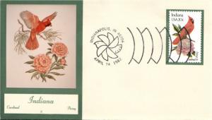 #1966 Indiana Birds - Flowers Double A FDC