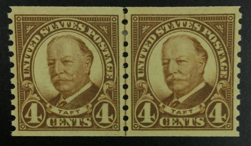 MOMEN: US STAMPS #687 COIL LINE PAIR MINT OG H XF LOT #51366