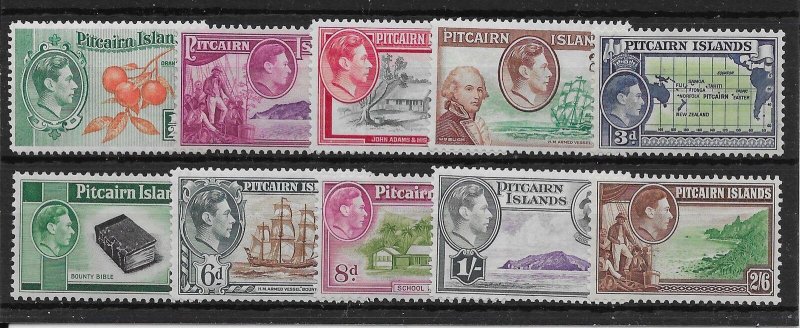 PITCAIRN ISLANDS SG1/8 1940-51 DEFINITIVE SET MNH