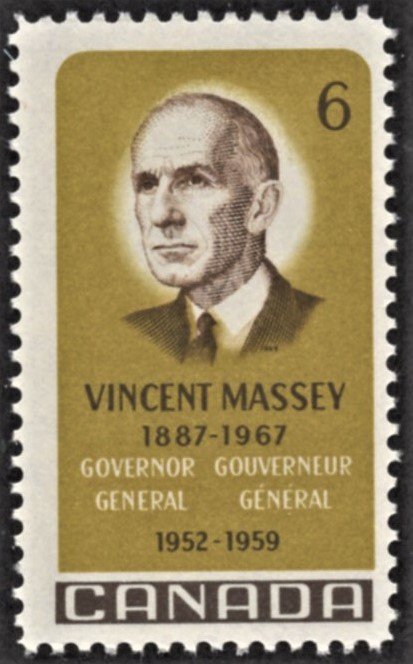 Canada 491 MNH VF 6 Cent Vincent Massey, 1887-1967, Governor General, 1952-1959