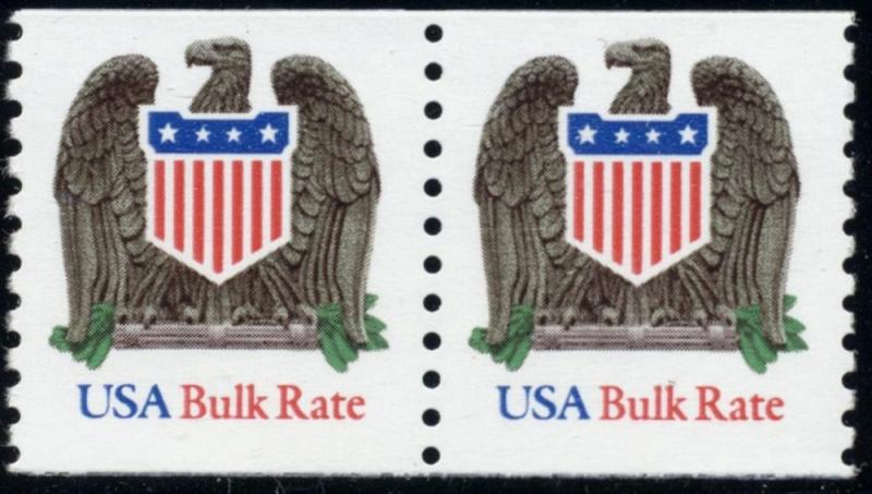 SC#2604 (10¢) Eagle & Shield (Low Gloss) Coil Pair MNH 