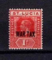 St Lucia 1916 George V 1d Definitive overprinted with WAR TAX