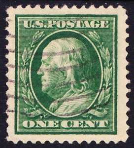 Scott 331, XF Jumbo Centering, 1c P.12 Franklin, Light Creases