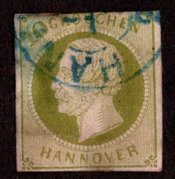 KAPPYSSTAMPS GERMANY HANOVER 10g SC #24 IMPERF BLUE CANCEL CV $875 F490