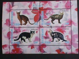 CHAD STAMP 2012  COLORFUL BEAUTIFUL LOVELY CATS-MNH MINI SHEET #2 VERY FINE