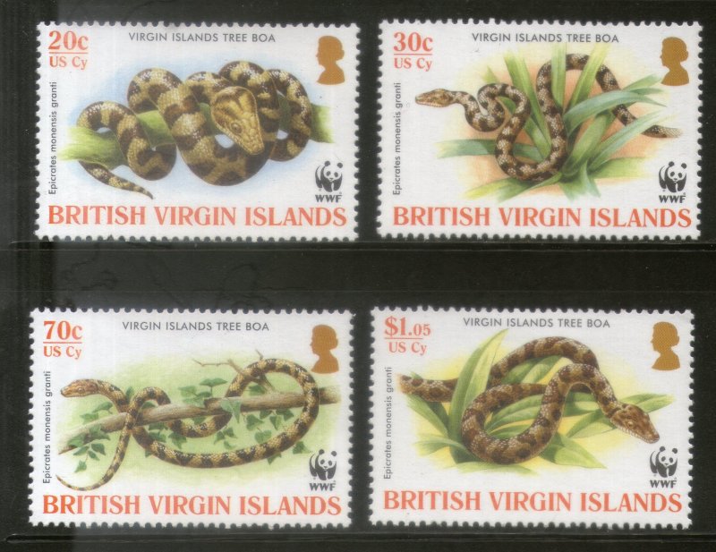 British Virgin Islands 2005 WWF Boa Snake Reptiles Wildlife Animal Sc 1051-4 MNH