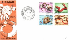 FIRST DAY COVER PAPUA NEW GUINEA SHELLS & TRINKLETS 4 VALUES PORT MORESBY 1979