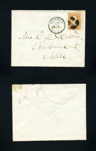 # 94 on cover from Boston, MA to Newburyport, MA dated 5-27-1860's
