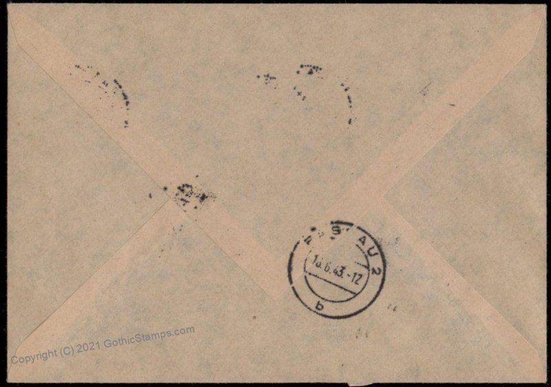 Germany 1943 Hitler With Swords Stamp Issue Mi849 EF Registered Cover G71679