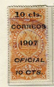 NICARAGUA; 1907 early Official revenue issue fine used hinged 10c. value