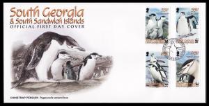 South Georgia WWF Chinstrap Penguin FDC SG#453/56 SC#367-70 MI#454-57