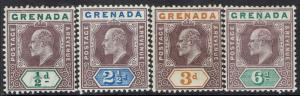 GRENADA 1902 KEVII 1/2D 21/2D 3D AND 6D WMK CROWN CA