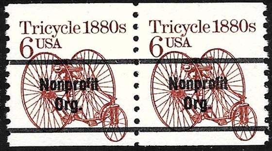 Sc 2126a  6¢ Tricycle Bureau Precancel MNH Coil Pair