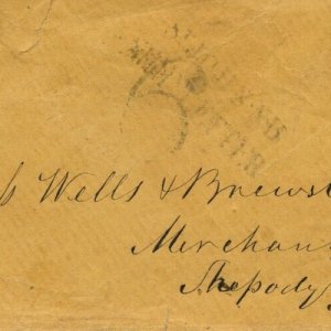 ?1859 RARE ST. JOHN N.B. SHIP LETTER handstamp stampless cover Canada