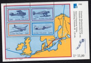 Finland 1988 First Air Mail Flights Mint MNH Miniature Sheet