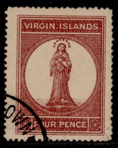 BRITISH VIRGIN ISLANDS QV SG16, 4d lake-red, VERY FINE USED. Cat £60.