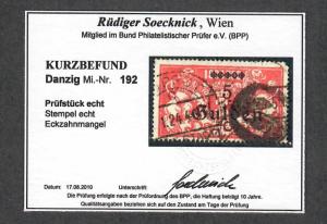 Danzig Mi#192 Used/VF, Expertized Cert., C.v. 700 euro