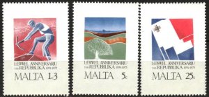 Malta 1975 1 Year of Republic Malta Flag set of 3 MNH