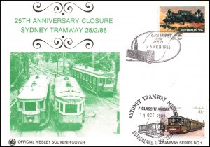 Australia 25th Anniversary Closure Sydney Tramway 1986 Cover