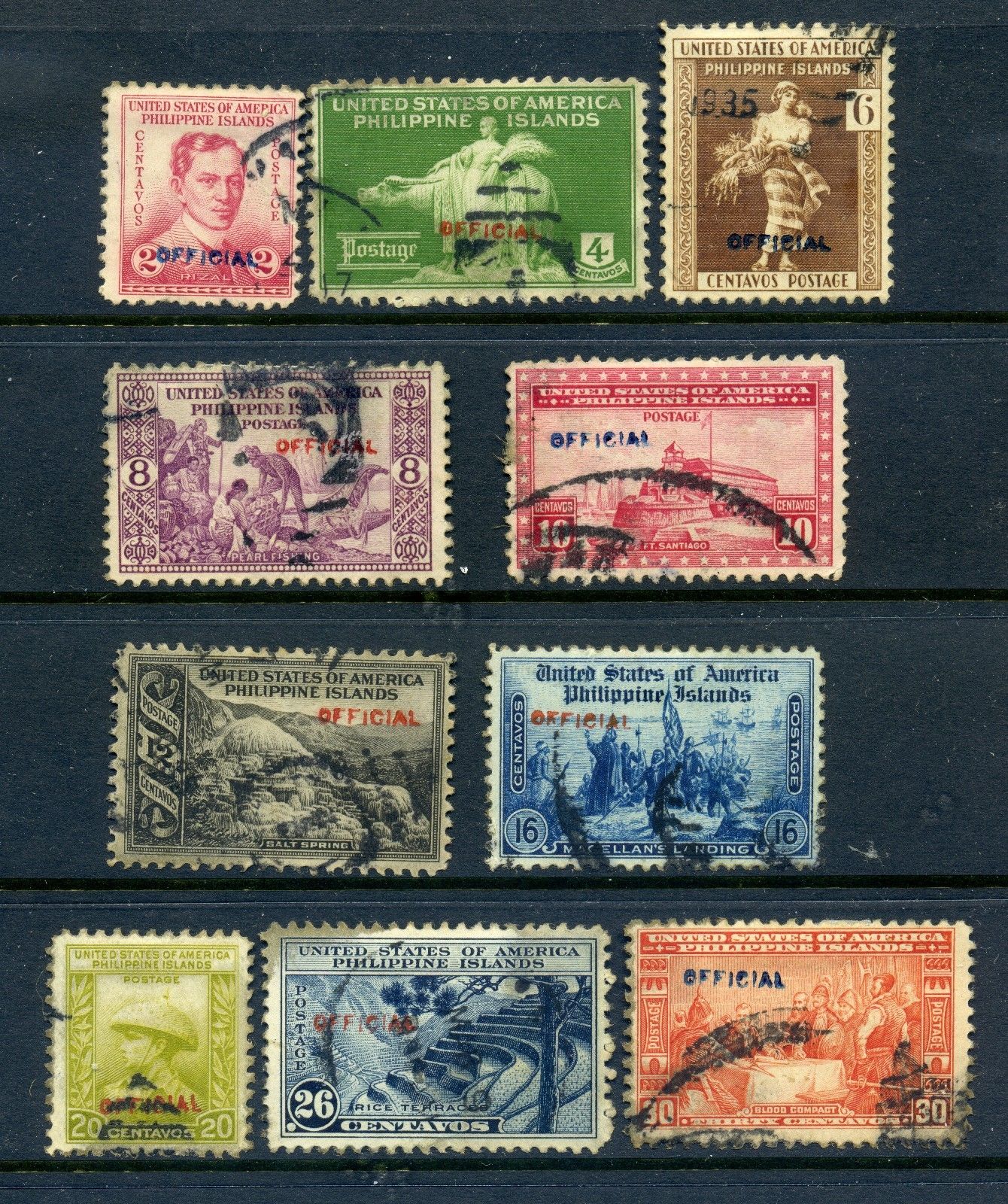 Philippines Scott 383392 Var RARE Hand Stamp Official Stamps (Ph 391