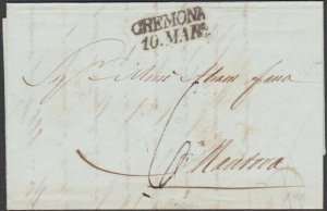 ITALY 1844 folded entire CREMONA to Mantua..................................W285