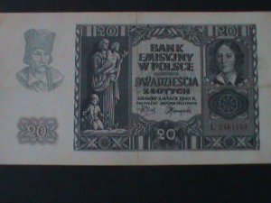 POLAND-1940-GERMAN OCCUPATION WW II-LT-CIRCULATED VERY FINE-84 YEARS OLD-