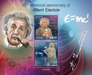 LIBERIA - 2020 - Albert Einstein - Perf Souv Sheet - Mint Never Hinged