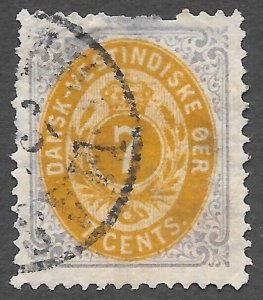 Danish West Indies (1874) - Scott # 9,    Used  Missing Perf.  Cat Value $ 95.00