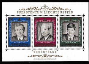 Liechtenstein 1970,'85,'88.  Scott 471, 816, 885. Three Small Sheet...