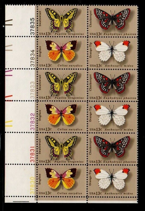ALLY'S STAMPS US Plate Block Scott #1712-5 13c Butterflies [12] MNH F/VF [W-62B]