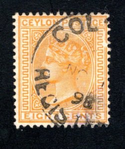 Ceylon #92,  F/VF, Used,  CV $13.00 ....  1290071