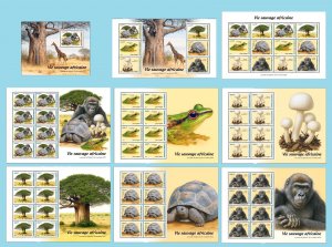 DJIBOUTI 2025 9 X MS - BAOBAB TURTLE TURTLES MUSHROOMS FROG FROGS MONKEYS - MNH-