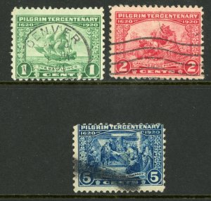 USA 1920 Pilgrim Tercentennary Set Scott 548-50 VFU L715