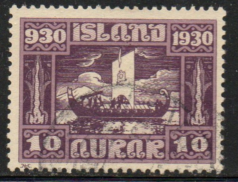 Iceland Sc  155 1930 10  aur Viking Funeral stamp used