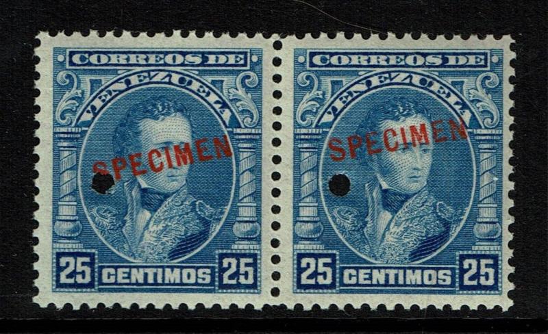 Venezuela 1904 25c deep ultra Specimen, Mint Never Hinged, pair, see note -S1421