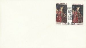 1363 & 1363a 6c CHRISTMAS 1968 - 1st day of Untagged Variety - DC hand cancel