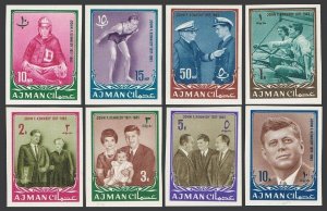 Ajman 19-26 imperf,MNH.Michel 19B-26B. President John F.Kennedy,1964.