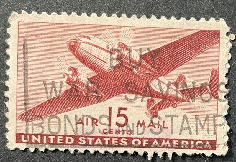 US #C28 Used F/VF 15c Airmail - Airplane 1941 [G20.9.1]