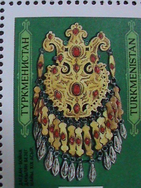 TURKMENISTAN-1992 SC#1  19TH CENTURY DEGTAN NECKLACE- MNH BLOCK VF- 1ST STAMP