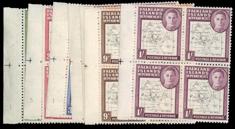 Falkland Islands Dependencies #1L1-8 Cat$68+, 1946 George VI, complete set in...