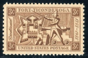 US Stamp #1071 Fort Ticonderoga 3c - PSE Cert -SUPERB 98 - MNH - SMQ $55.00