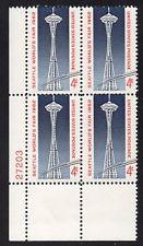 SCOTT # 1196 PLATE BLOCK 4 CENT SEATTLE WORLDS FAIR MINT NEVER HINGED GEM 1962