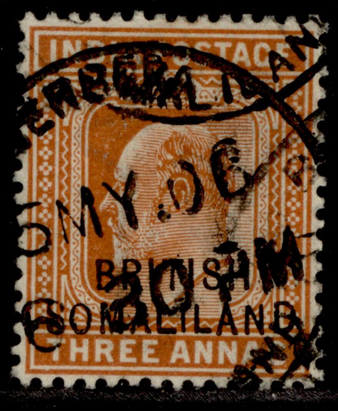 SOMALILAND PROTECTORATE EDVII SG28, 3a orange-brown, FINE USED.