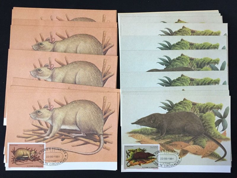 ST THOMAS E PRINCIPE 1970s/80s Fish dinosaurs Maxi Cards Used (Apx400)LA778