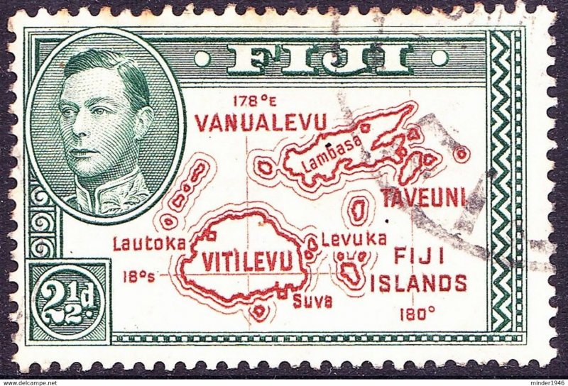 FIJI 1942 KGVI 2½d Brown & Green Die II Perf 14 SG256 FU