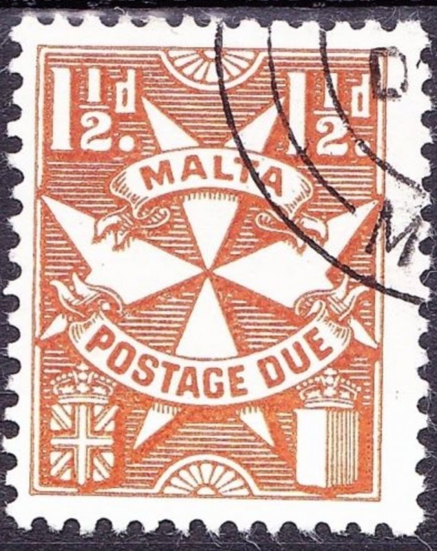 MALTA 1953 1.5d Yellow-Brown Postage Due SGD23 FU