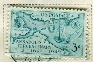 USA; 1948-49 early Commemorative Series Mint hinged 3c. value, Annapolis