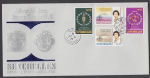 Seychelles Sc 380-387 on 2 matching FDCs. 1977 QEII Silver Jubilee, complete set